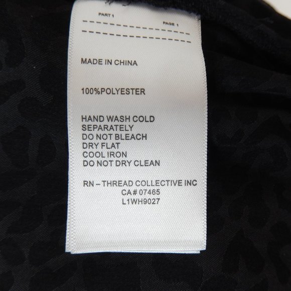 Laundry By Shelli Segal Long Sleeve Black on Black Print Blouse Size Small - Picture 7 of 8